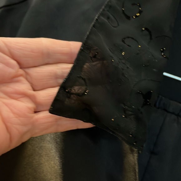 Secret Treasures black silky pajamas. 2pc. Decorative trim with gold sparkles. L - Picture 3 of 9